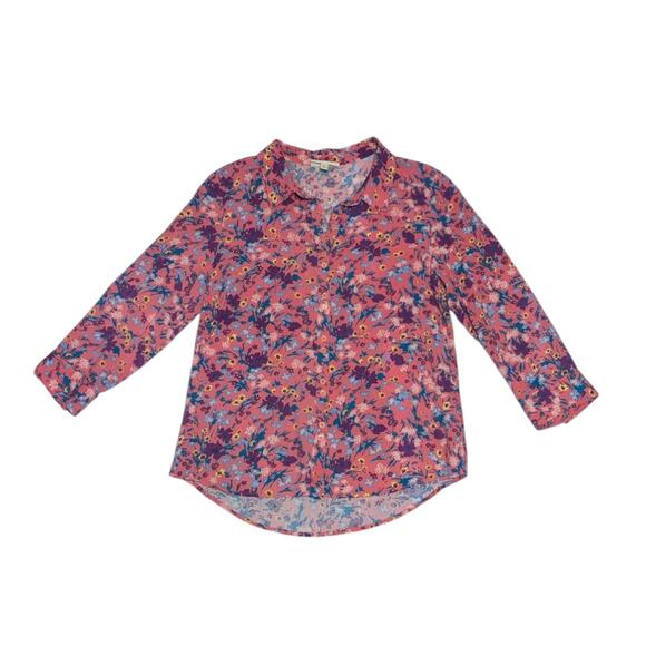 Modcloth Floral Button Down Shirt Pink Womens Small Collared Preppy Blouse Top - Picture 3 of 6